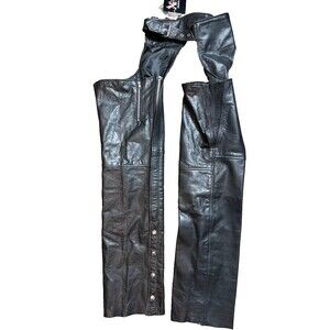 Xelement Leather Chaps Motorcycle Gear Size 4 Black Style B 7553 Biker